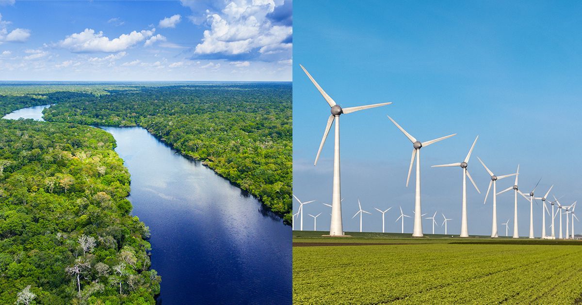 친환경 에너지 풍력 발전을 위한 아마존 삼림 벌채